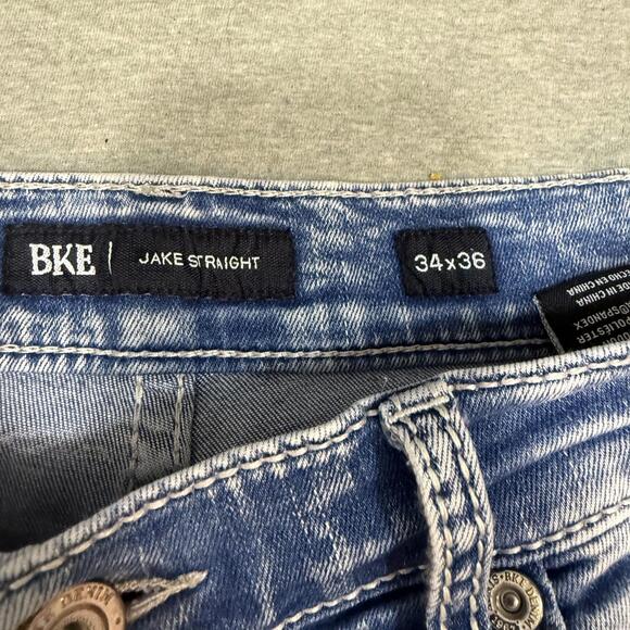 BKE Jake Jeans Mens 34x36 Blue Acid Wash Straight Leg Denim Casual Modern Y2K - Picture 4 of 7